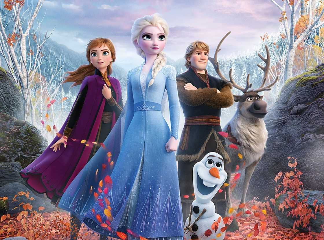 Frozen characters Anna, Elsa, Olaf, Kristoff, and Sven