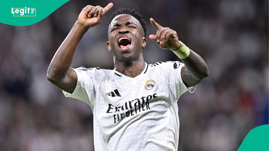 Vinicius Jr, Real Madrid, Arsenal, Santiago Bernabeu, Madrid, Spain, UEFA Champions League. Vinicius Jr, Real Madrid, Arsenal, Santiago Bernabeu, Madrid, Spain, UEFA Champions League.