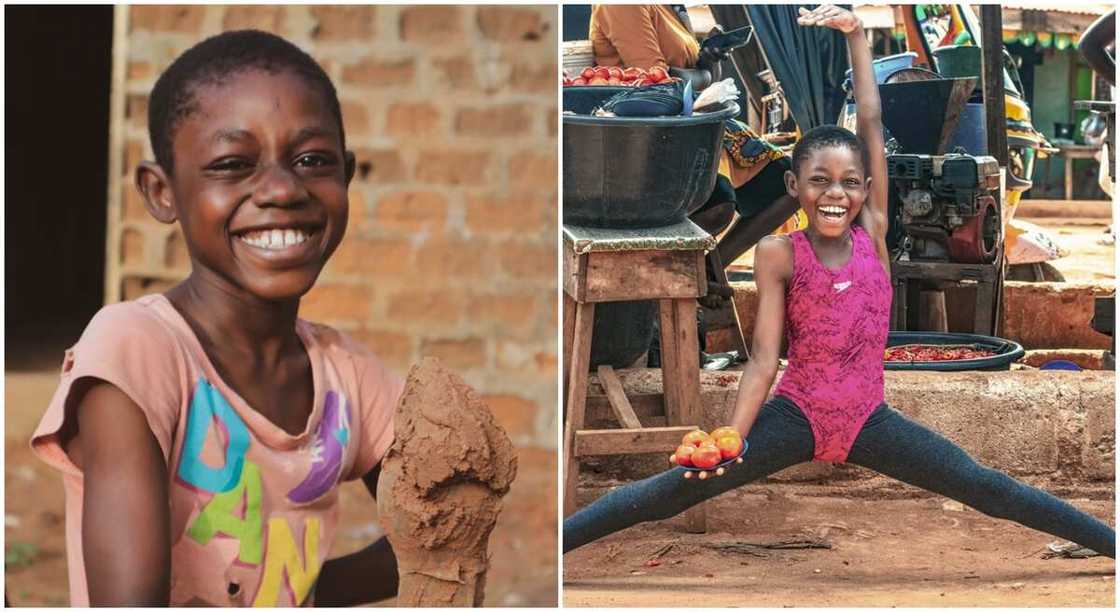 Black girl smiling and dancing.