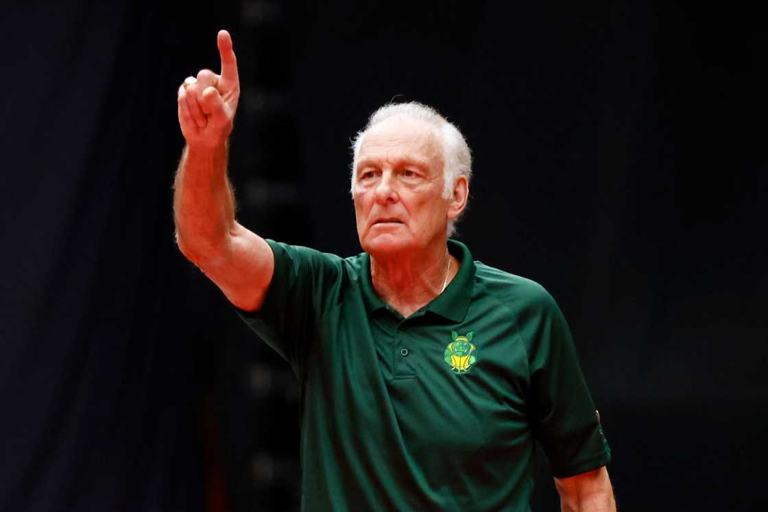 Head coach Rick Barry of the Ball Hogs calls out a play Head coach Rick Barry of the Ball Hogs calls out a play