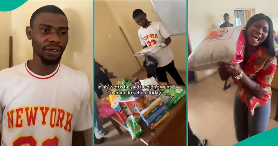 Class rep reacts as class gives him bag of rice Class rep reacts as class gives him bag of rice