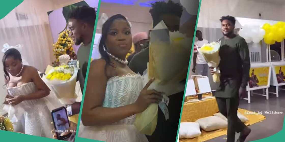 Veekee James' husband Femi surprises her. Veekee James' husband Femi surprises her.