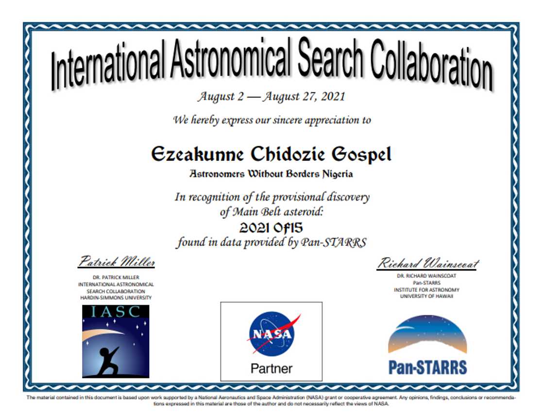 Nigerian PhD Student Discovers 3 Asteroids in Global Citizen Science Program Nigerian PhD Student Discovers 3 Asteroids in Global Citizen Science Program