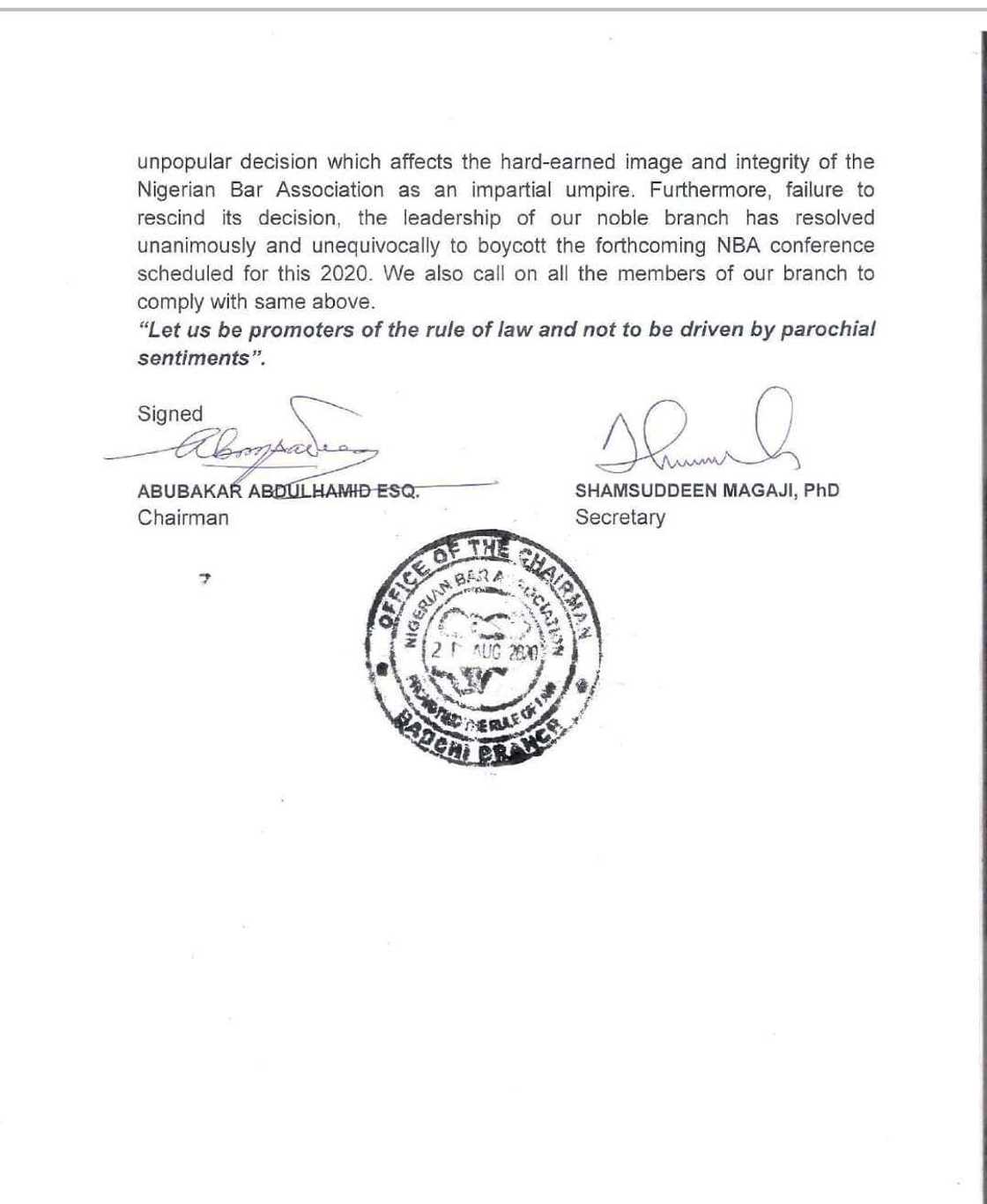 Kamar Jigawa, lauyoyin Bauchi sun yi uwar kungiya bore saboda janye gayyatar El-Rufa'i Kamar Jigawa, lauyoyin Bauchi sun yi uwar kungiya bore saboda janye gayyatar El-Rufa'i