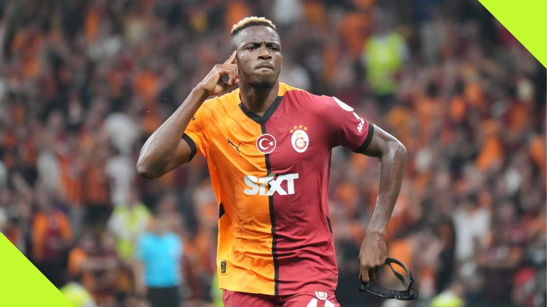 Victor Osimhen celebrates after scoring for Galatasaray