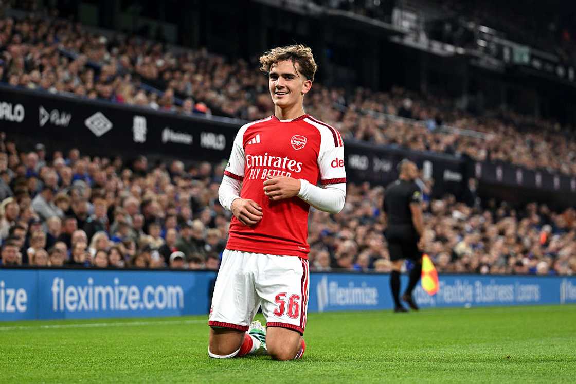 Max Dowman of Arsenal celebrates on the pitch after scoring the first goal of his brace against Ipswich Town in the Carabao Cup third round at Portman Road, Ipswich, on 15 September 2026. Max Dowman of Arsenal celebrates on the pitch after scoring the first goal of his brace against Ipswich Town in the Carabao Cup third round at Portman Road, Ipswich, on 15 September 2026.