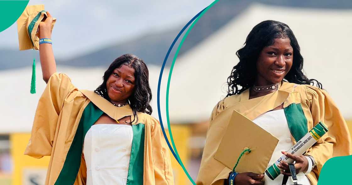 Lady celebrates as she becomes the first ever best graduating student of Bamidele Olumilua University