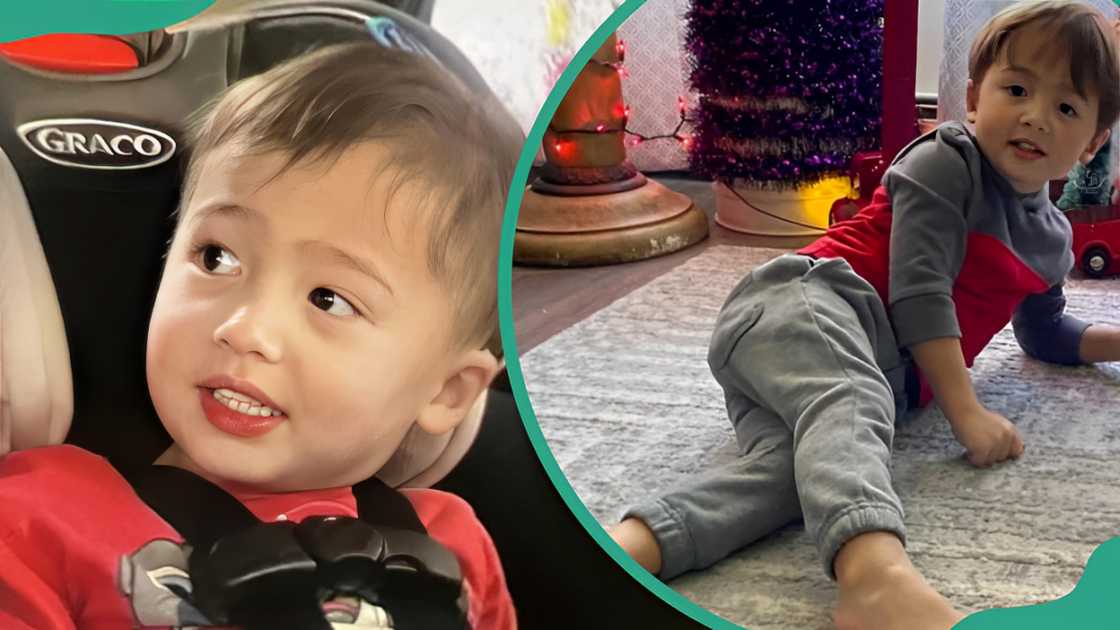 Elijah Vue sitted in a car (L). Elijah Vue, lying on the floor while looking at the camera (R). Elijah Vue sitted in a car (L). Elijah Vue, lying on the floor while looking at the camera (R).