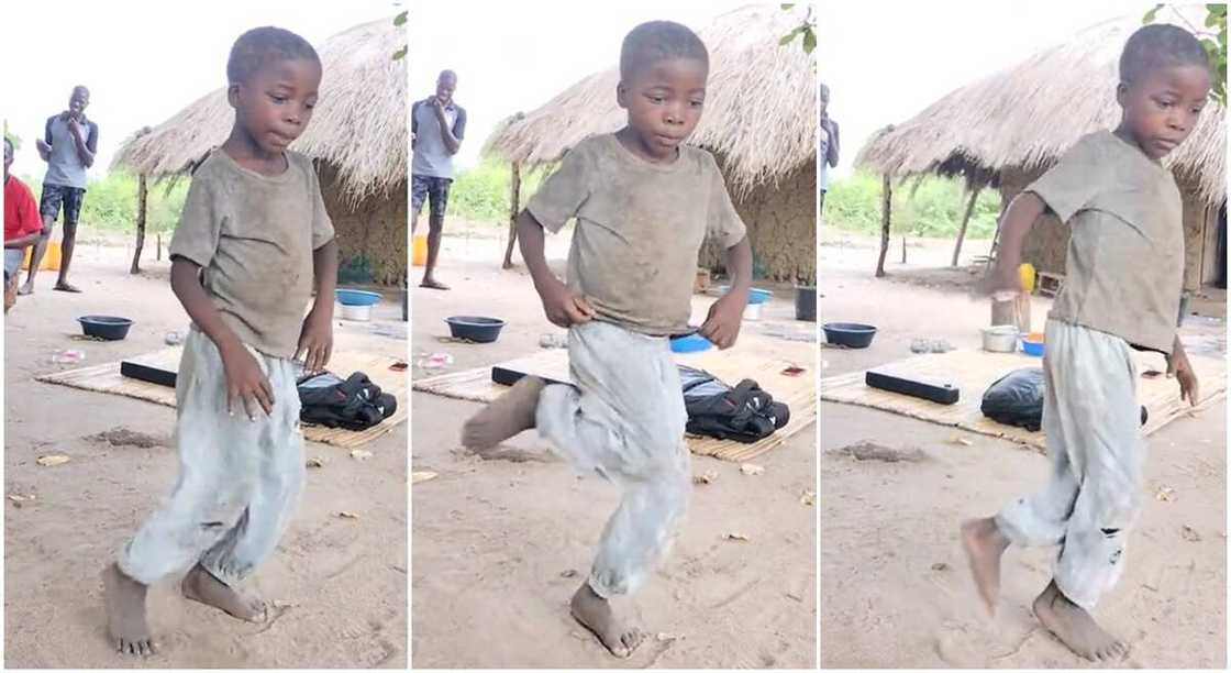 Photos of a young boy dancing.