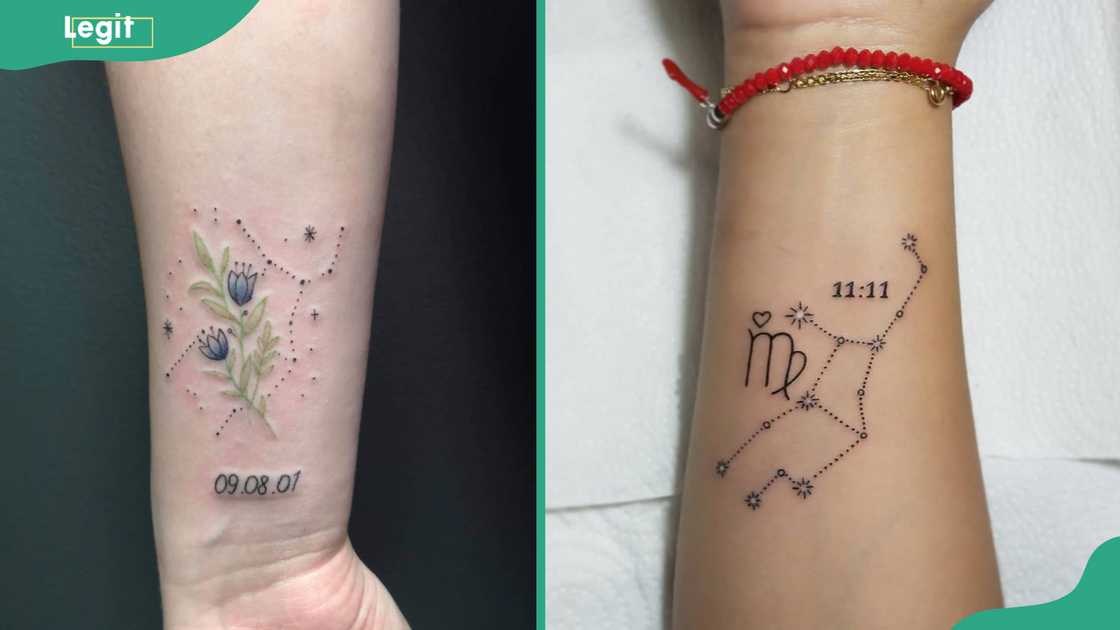 Floral constellation tattoo