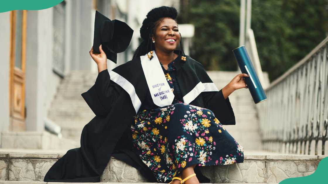 A lady celebrates her graduation