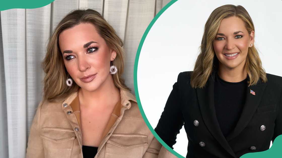 Katie Pavlich in a brown outfit and a black suit Katie Pavlich in a brown outfit and a black suit