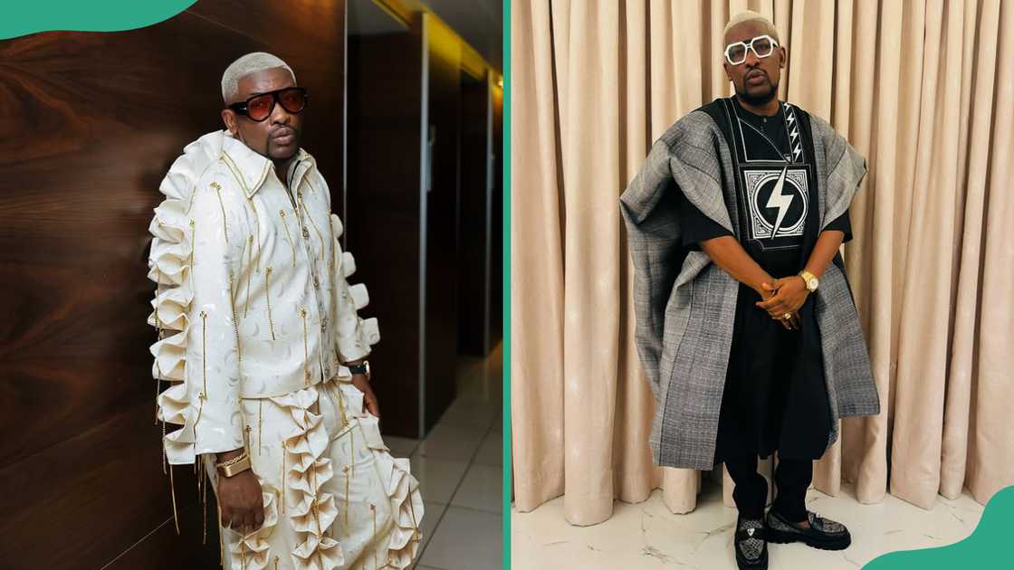 Do2dtun at backstage as he prepares for a performance (L). The radio host in black and grey attire (R) Do2dtun at backstage as he prepares for a performance (L). The radio host in black and grey attire (R)