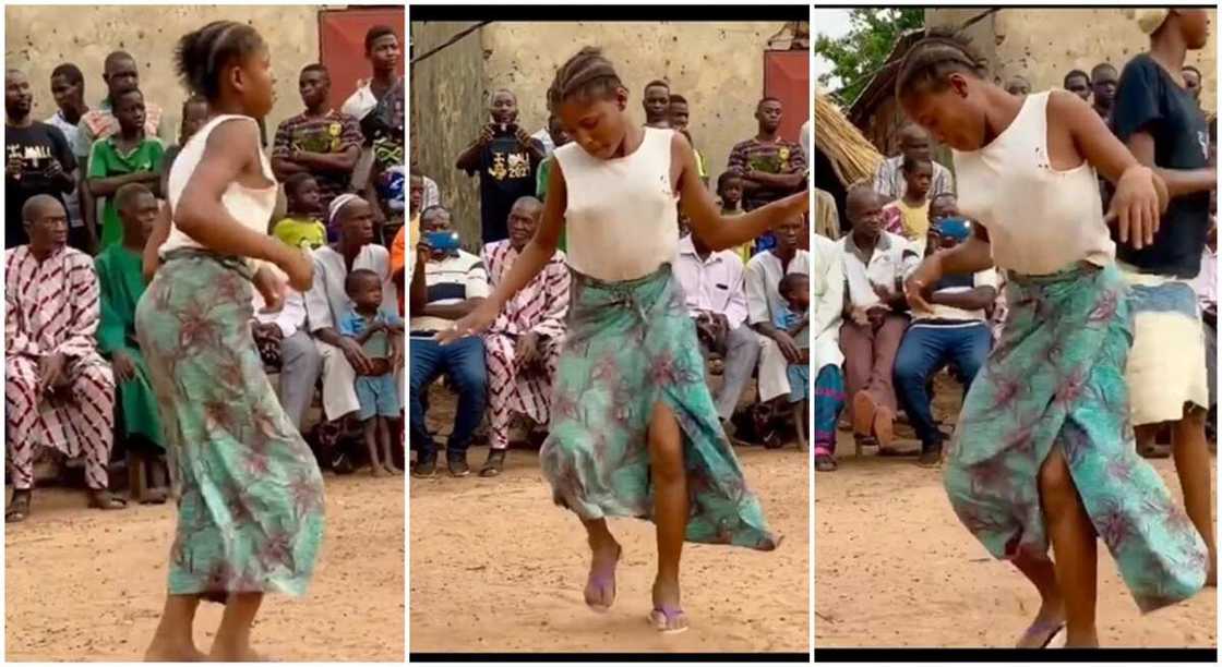 Photos of a teenage girl who pulled a large crowd with her beautiful dance steps. Photos of a teenage girl who pulled a large crowd with her beautiful dance steps.