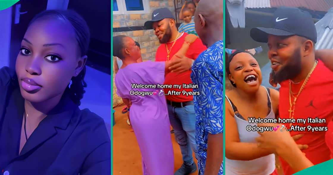 A Nigerian woman celebrates as her husband returns home after nine years in Italy A Nigerian woman celebrates as her husband returns home after nine years in Italy