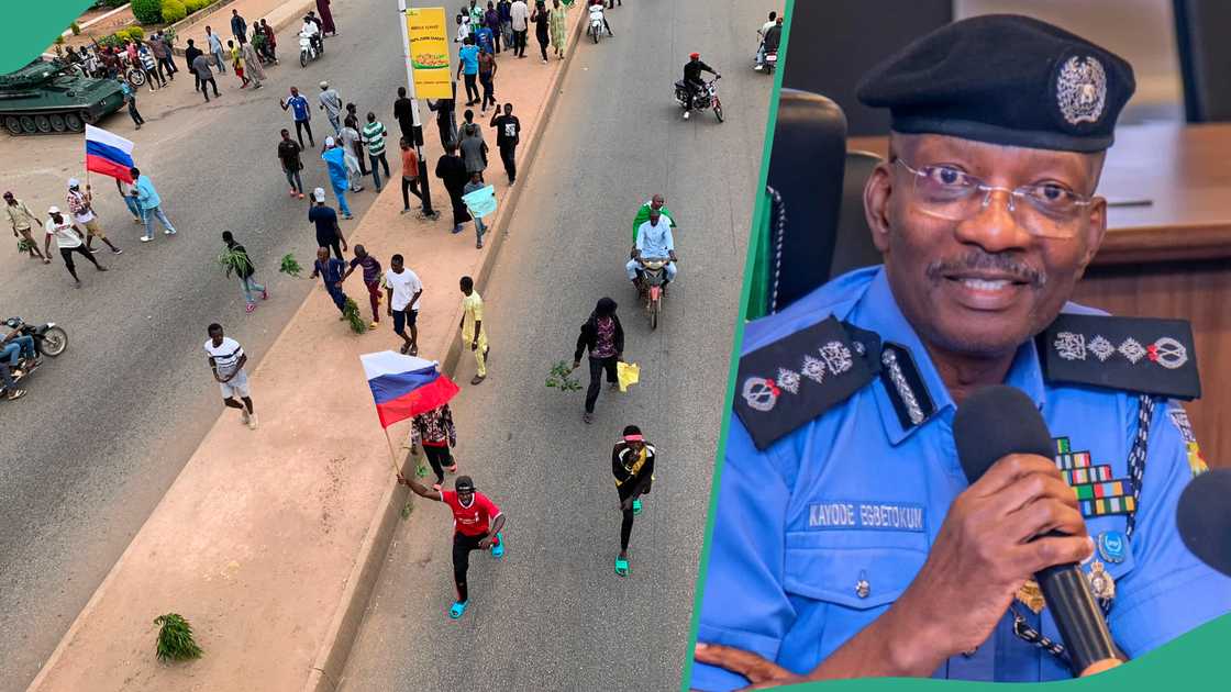 The Police in Kano have announced the arrest of foreigners sponsoring protesters raising Russian flags during protests in the state. The Police in Kano have announced the arrest of foreigners sponsoring protesters raising Russian flags during protests in the state.