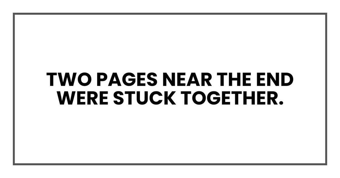 Two pages near the end were stuck together.