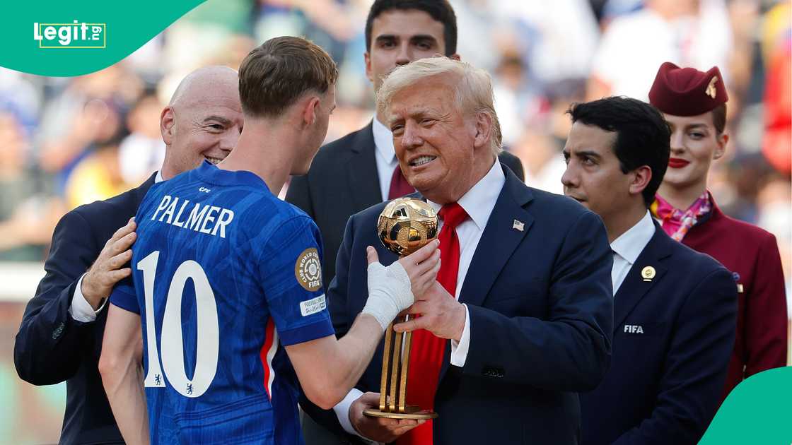 Gianni Infantino, Donald Trump, Cole Palmer, Romeo Lavia, Chelsea, PSG, MetLife Stadium, East Rutherford, New Jersey, USA, FIFA Club World Cup.