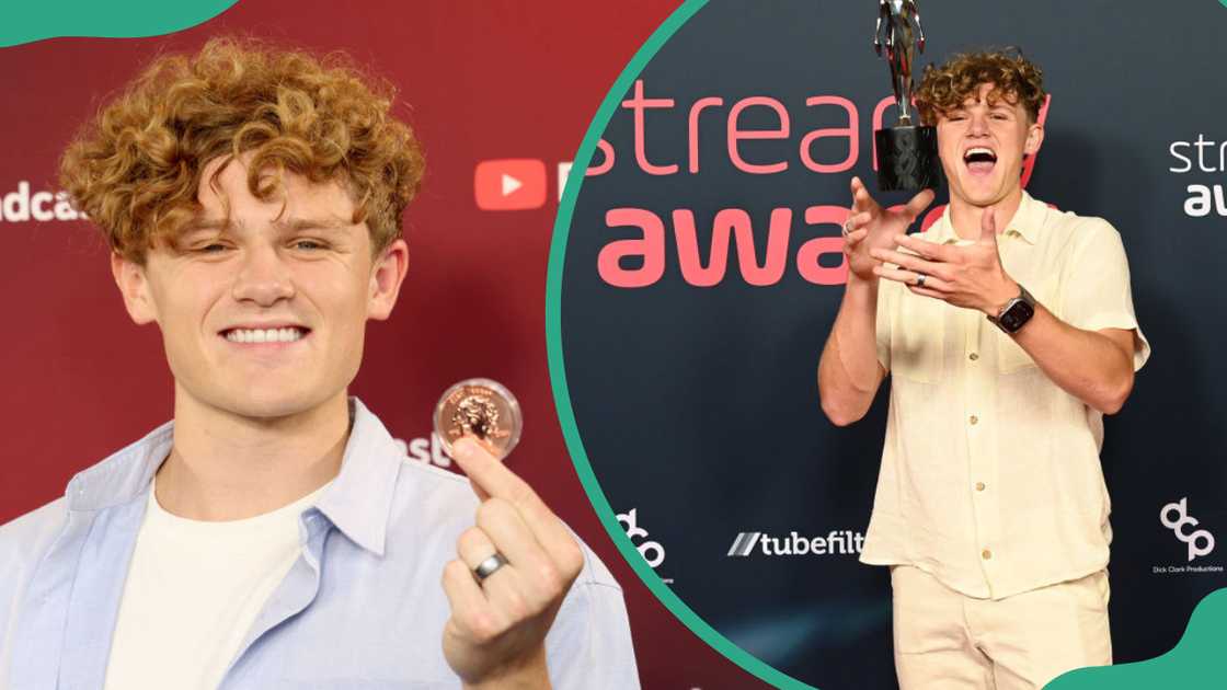 Ryan Trahan attends YouTube Brandcast 2024 at David Geffen Hall (L). Trahan at The 2023 Streamy Awards at the Fairmont Century Plaza Hotel (R)