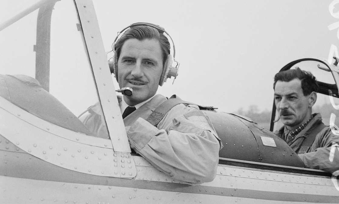 British racing driver Graham Hill takes flying lessons on 29 April 1965. British racing driver Graham Hill takes flying lessons on 29 April 1965.