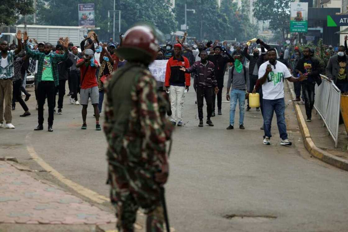 Thousands of mostly young protesters again took to the streets of Kenya to protest tax hikes Thousands of mostly young protesters again took to the streets of Kenya to protest tax hikes