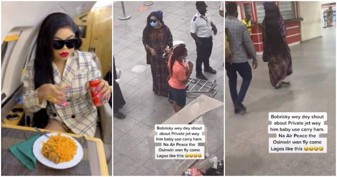 Bobrisky boards commercial flight not private jet Bobrisky boards commercial flight not private jet