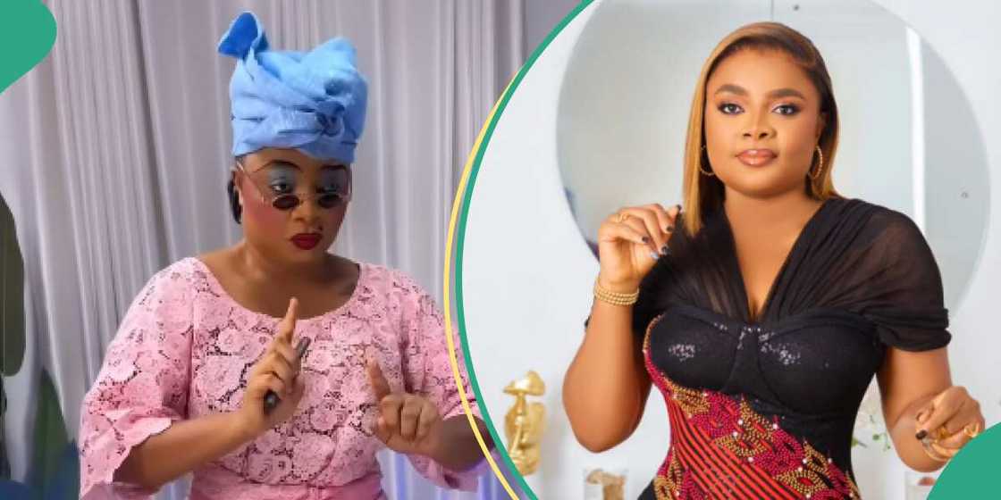 Bimbo Ademoye jumps on Kizz Daniel's challenge as Iya Barakat.