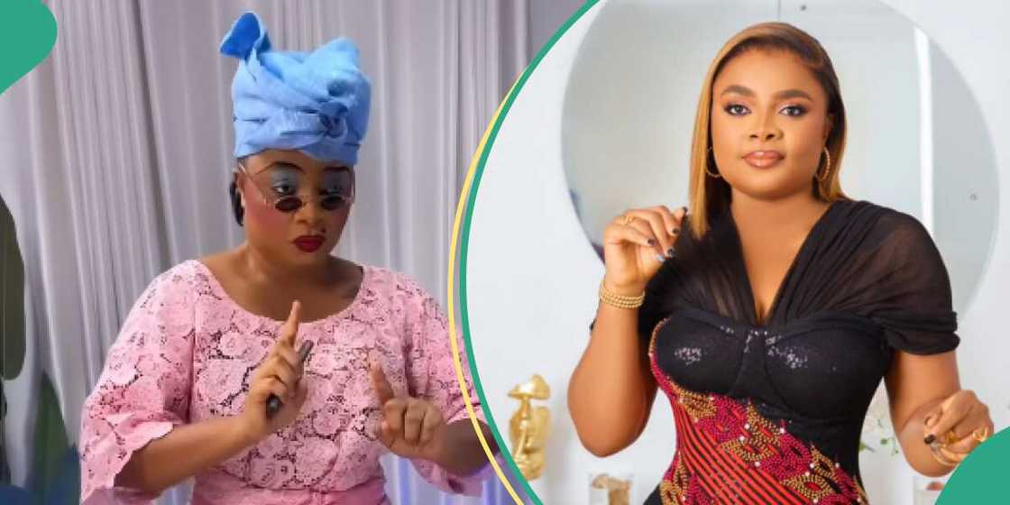 Bimbo Ademoye jumps on Kizz Daniel's challenge as Iya Barakat. Bimbo Ademoye jumps on Kizz Daniel's challenge as Iya Barakat.