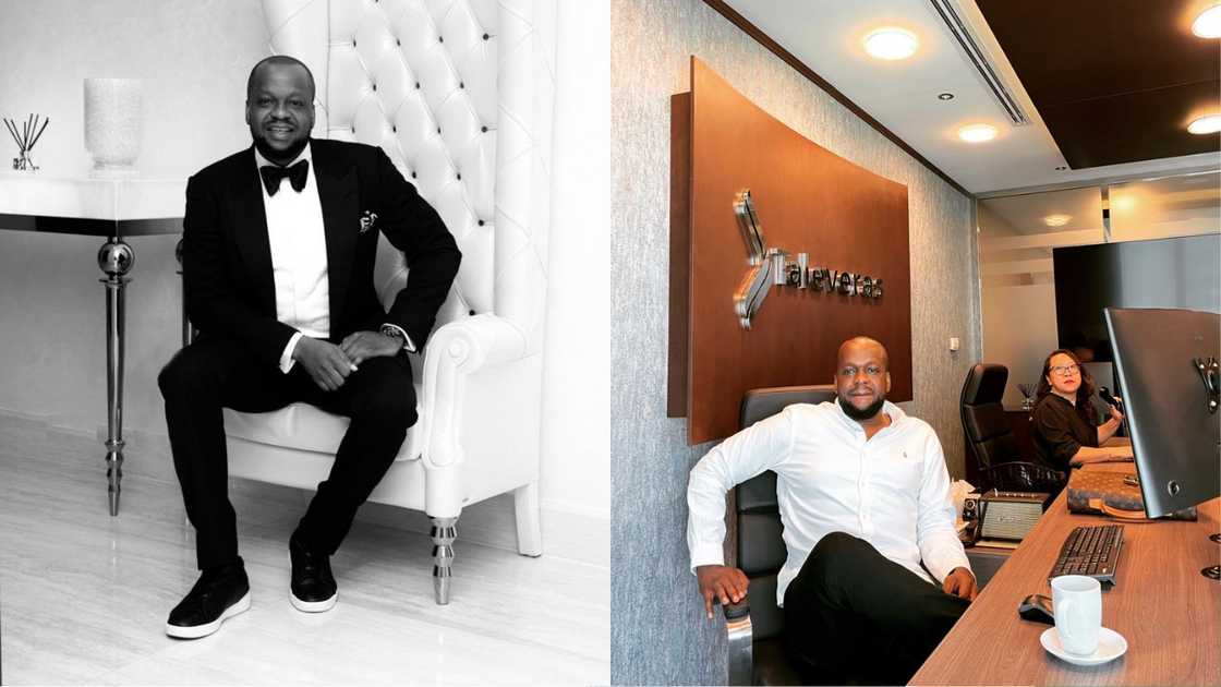 Igho Sanomi is pictured in black and white outfits