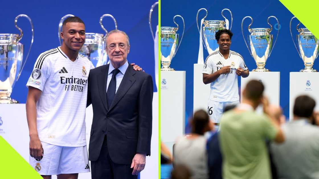 Real Madrid have unveiled Mbappe and Endrick as their player ahead of the new season. Real Madrid have unveiled Mbappe and Endrick as their player ahead of the new season.