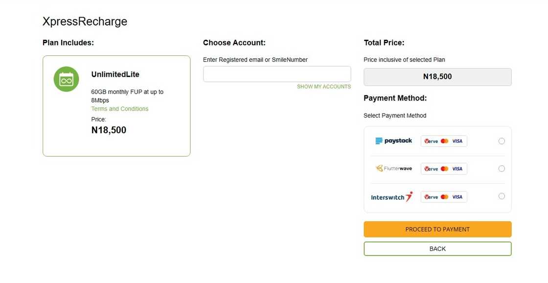 A screenshot of the XpressRecharge online payment platform. A screenshot of the XpressRecharge online payment platform.