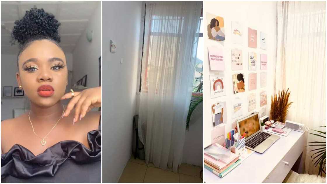 Young Nigerian lady transforms her room into a stylish office space, photos wow many Young Nigerian lady transforms her room into a stylish office space, photos wow many