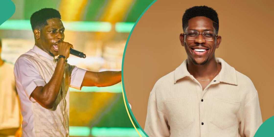 Moses Bliss praying at his Homecoming Concert Moses Bliss praying at his Homecoming Concert