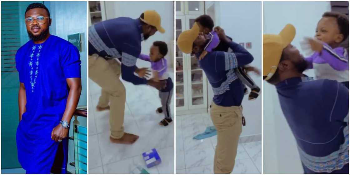 Fans in awe as Toyin Abraham's son excitedly welcomes his father back home Fans in awe as Toyin Abraham's son excitedly welcomes his father back home