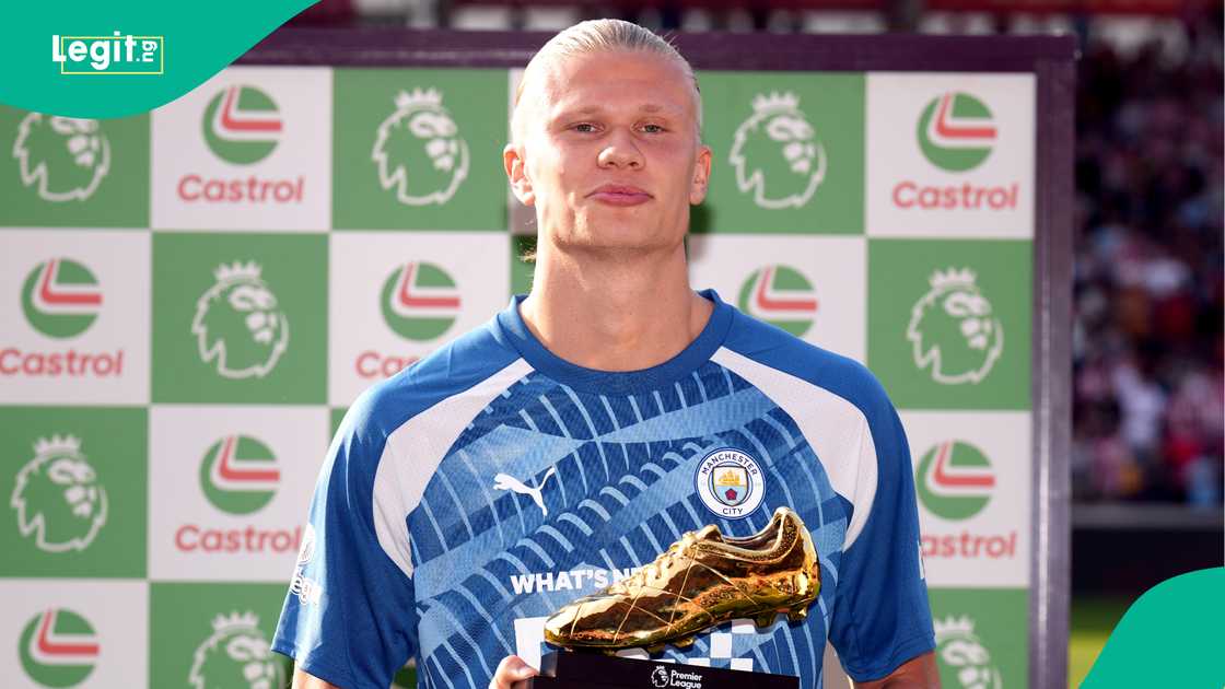 Erling Haaland, Manchester City, Gtech Community Stadium, Brentford, England, Premier League. Erling Haaland, Manchester City, Gtech Community Stadium, Brentford, England, Premier League.