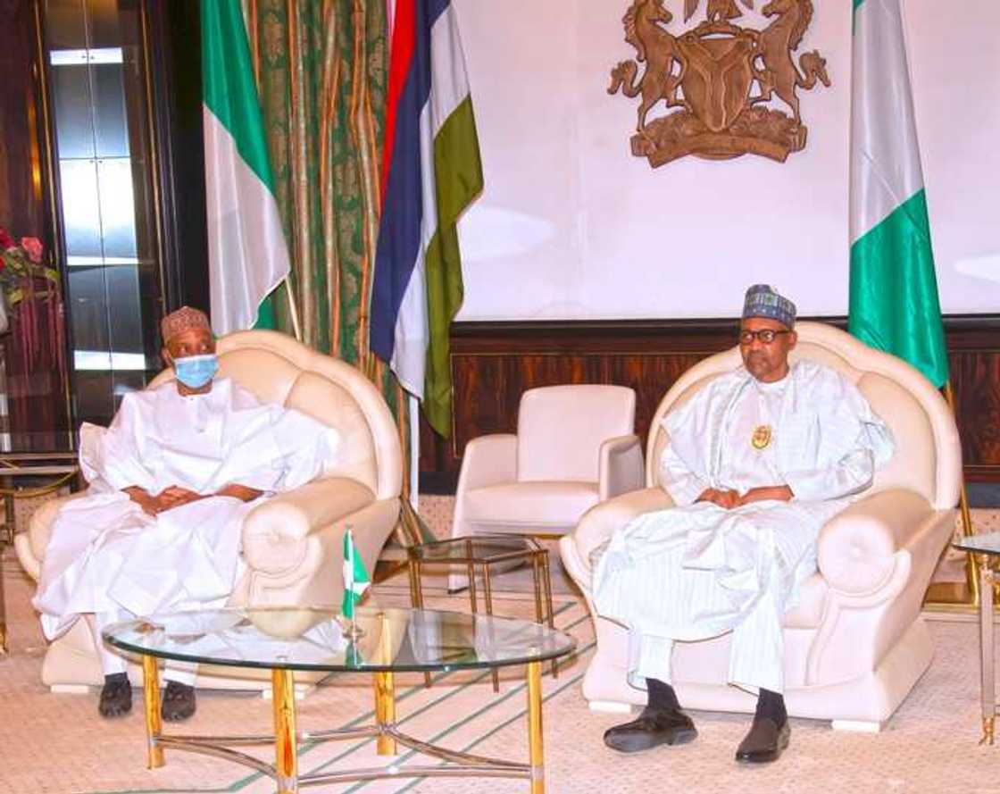 President Buhari, former vice president Namadi Sambo meet in Aso Rock President Buhari, former vice president Namadi Sambo meet in Aso Rock