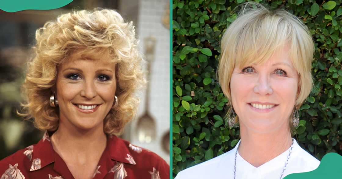 Joanna Kerns smiles in a photo taken on set (L). The actress attends a gender based violence foundation charity brunch at a private residence in Los Angeles (R). Joanna Kerns smiles in a photo taken on set (L). The actress attends a gender based violence foundation charity brunch at a private residence in Los Angeles (R).