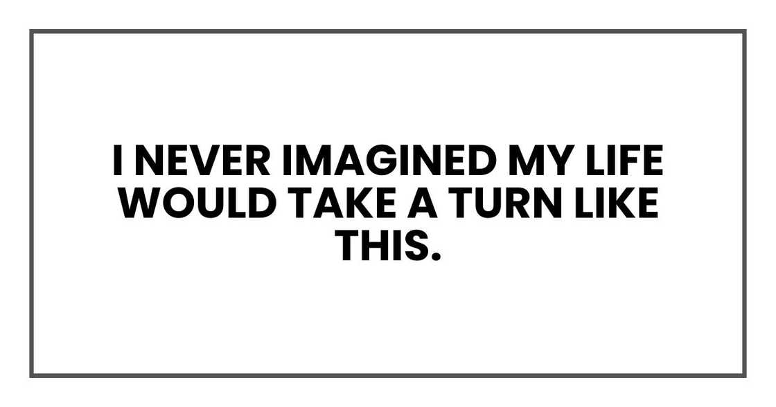 I never imagined my life would take a turn like this.