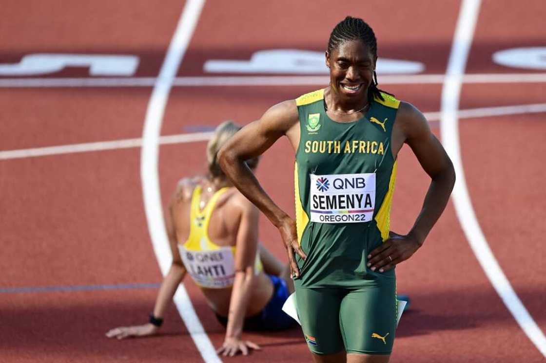 South Africa's Caster Semenya reacts following her elimination from the women's 5000m at the World Championships on Wednesday South Africa's Caster Semenya reacts following her elimination from the women's 5000m at the World Championships on Wednesday