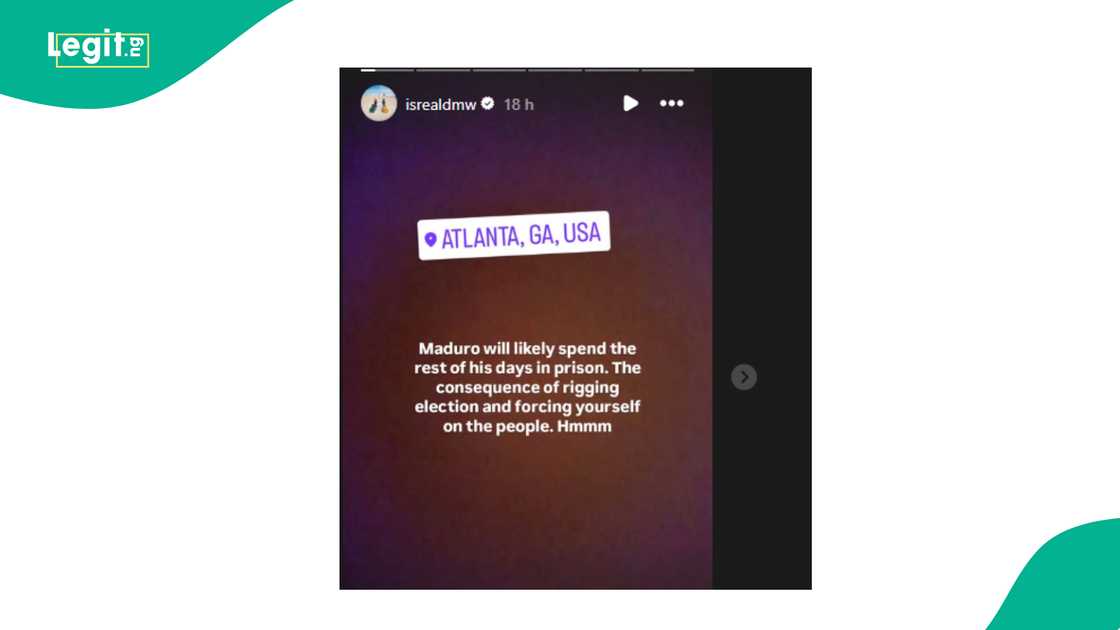 Isreal DMW claims President Maduro is facing consquences of his action. Isreal DMW claims President Maduro is facing consquences of his action.