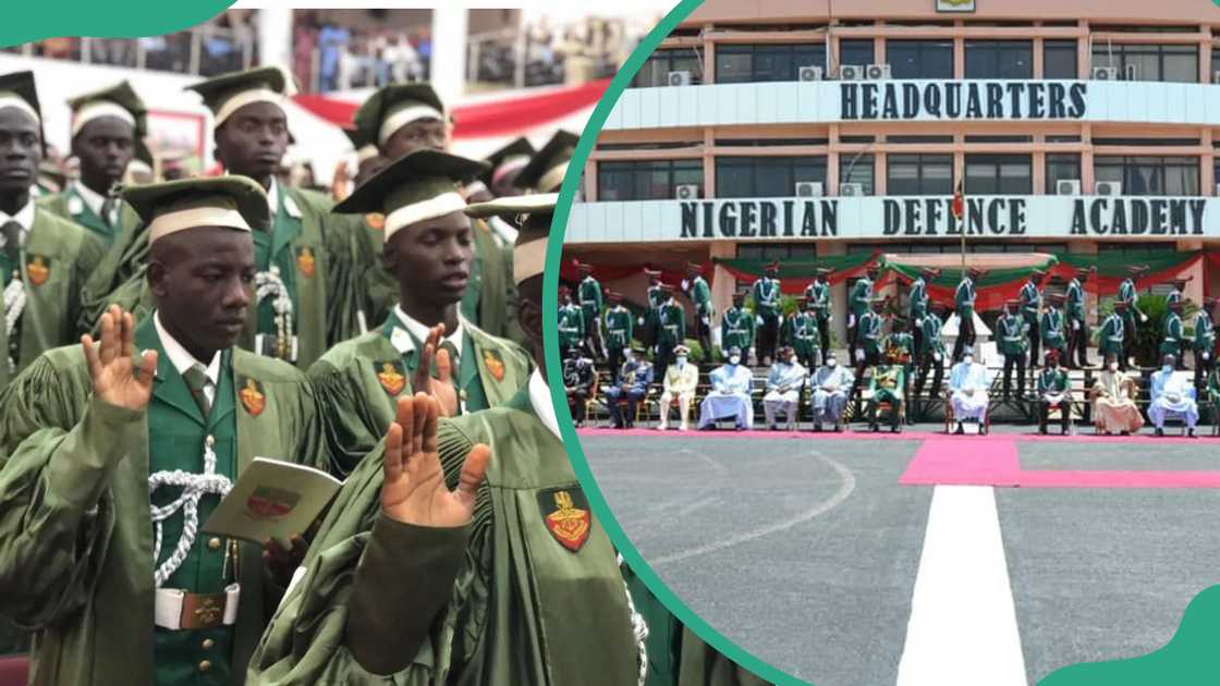 NDA students during a recent graduation ceremony and NDA officials posing for a picture in front of the academy headquarters NDA students during a recent graduation ceremony and NDA officials posing for a picture in front of the academy headquarters