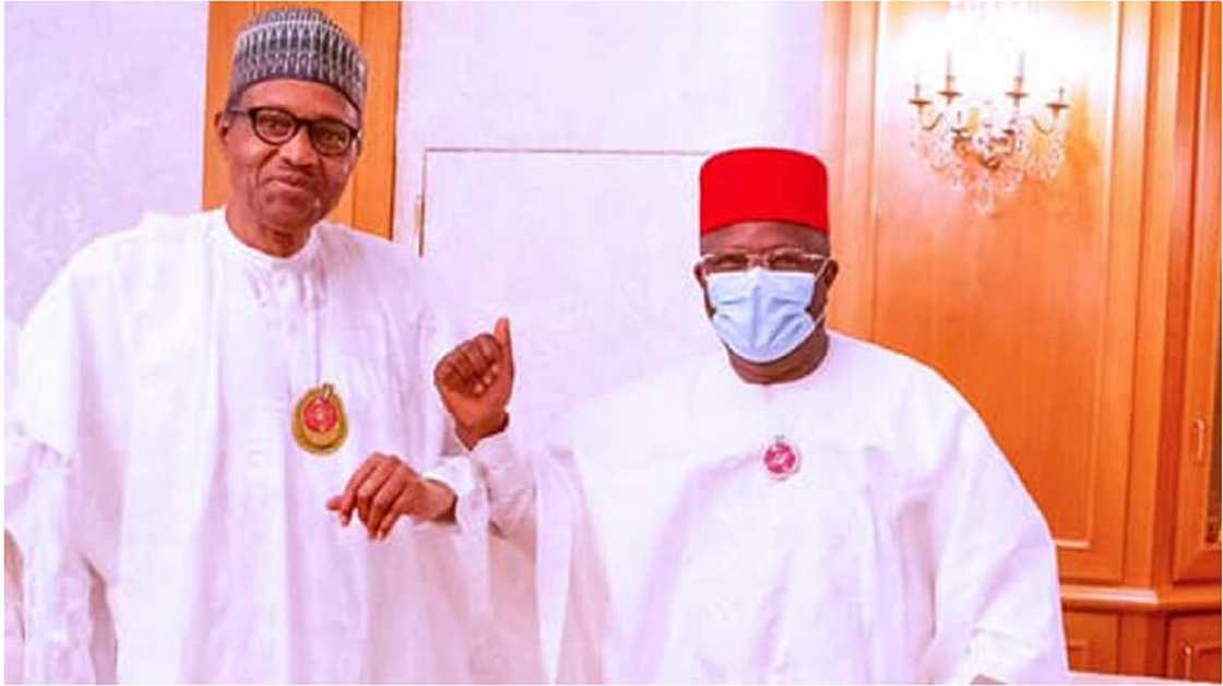 Umahi Ya Ziyarci Buhari, Ya Ce Takararsa Na Shugabancin Kasa 'Aikin Allah' Ne