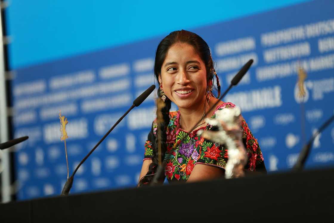 Actress Maria Mercedes Coroy speaks at a press conference in Berlin, Germany Actress Maria Mercedes Coroy speaks at a press conference in Berlin, Germany