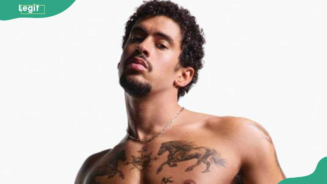 Bad Bunny's heart and horse tattoo