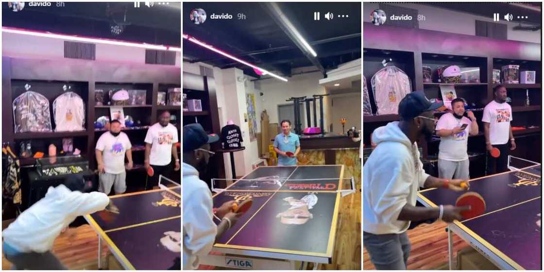 Davido shows off impressive table tennis skills as he plays against celebrity jeweller
