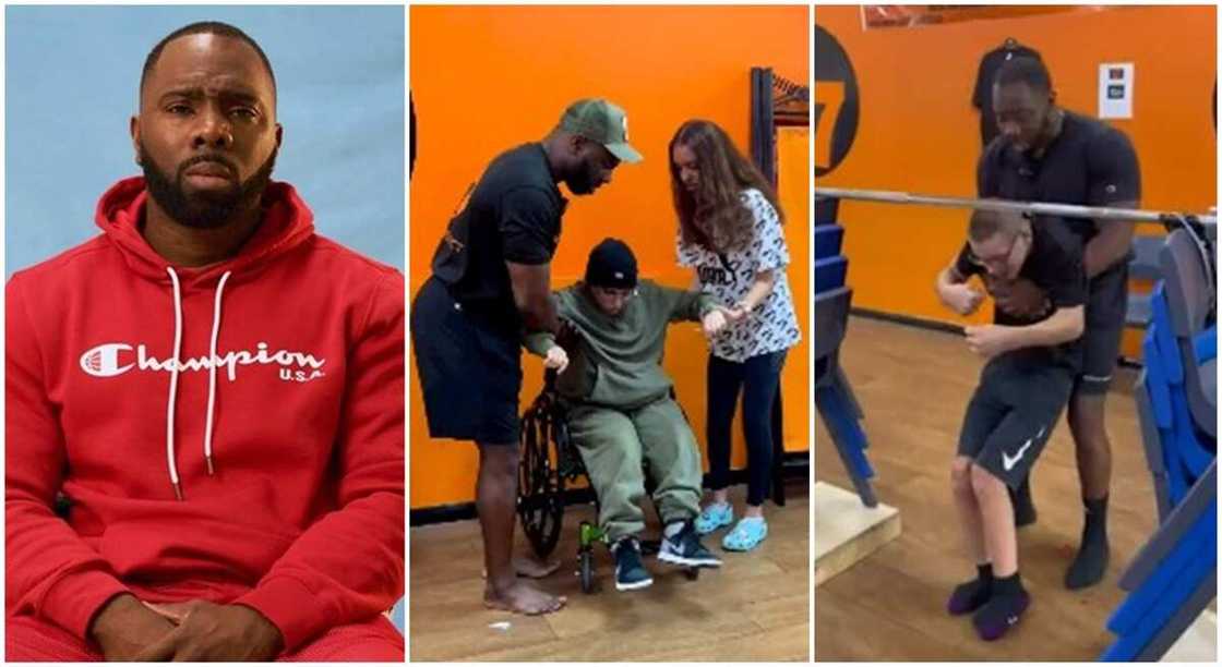 Photos of Javeno Mclean, the owner of J7 Community Health Center as he helped disabled people with their exercises. Photos of Javeno Mclean, the owner of J7 Community Health Center as he helped disabled people with their exercises.