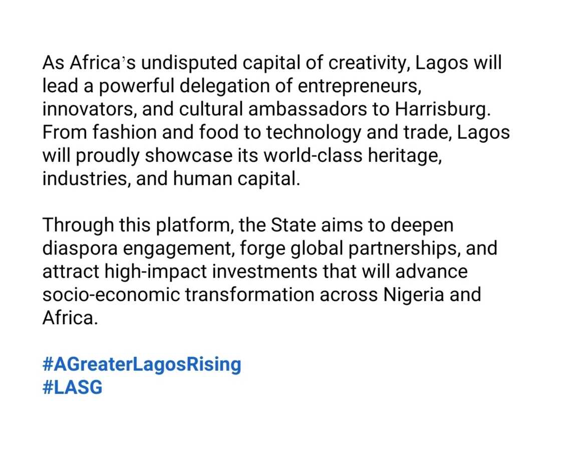Lagos State to Champion African Cultural Festival in USA Lagos State to Champion African Cultural Festival in USA
