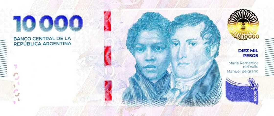 This handout picture released by the Central Bank of Argentina shows the new 10,000-peso banknote This handout picture released by the Central Bank of Argentina shows the new 10,000-peso banknote