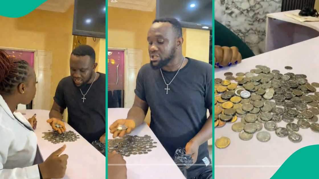 Man uses CBN coins to pay for service.