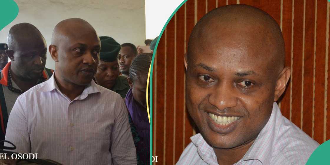 Evans and co-defendant Joseph Emeka appear in court as they plead not guilty to fresh charges. Evans and co-defendant Joseph Emeka appear in court as they plead not guilty to fresh charges.